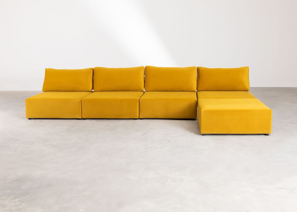 Kata 4 pcs velvet modular sofa & pouffe , gallery image 1