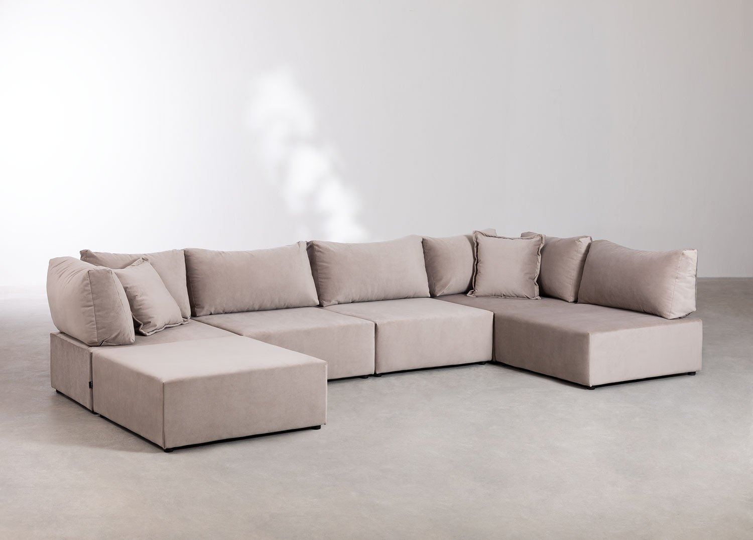 5 Piece Modular Velvet Corner Sofa & Pouffe Kata - SKLUM
