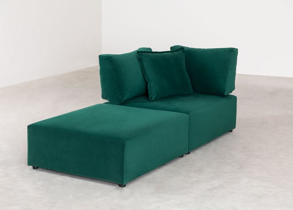 Kata velvet modular armchair & pouffe , gallery image 1