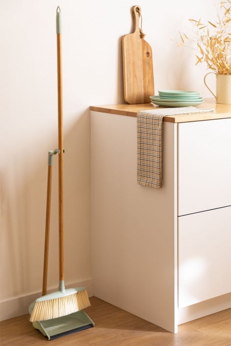 Wooden Broom & Dustpan Jalei
