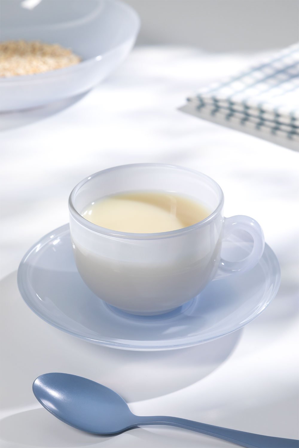 Pack of 4 Glass Coffee Cups & Saucers 15 cl Ainara, gallery image 1
