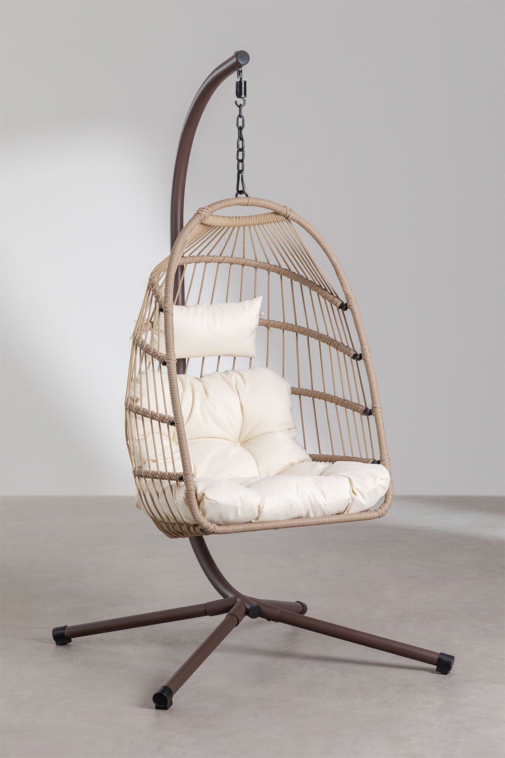 Anoop hanging garden chair with cushion and base , gallery image 2