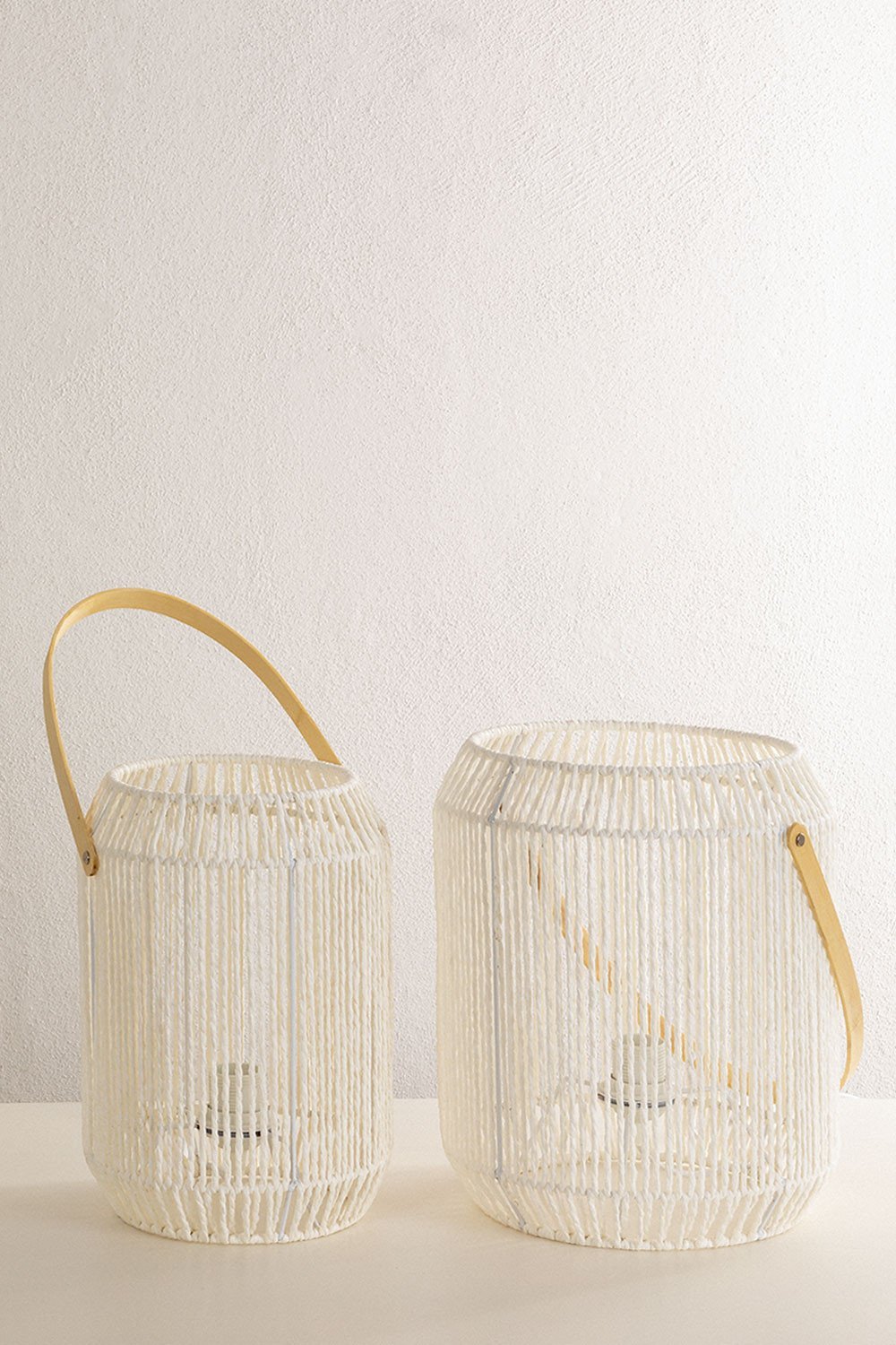 Set of 2 Table Lamps in Braided Paper Balamp, gallery image 1