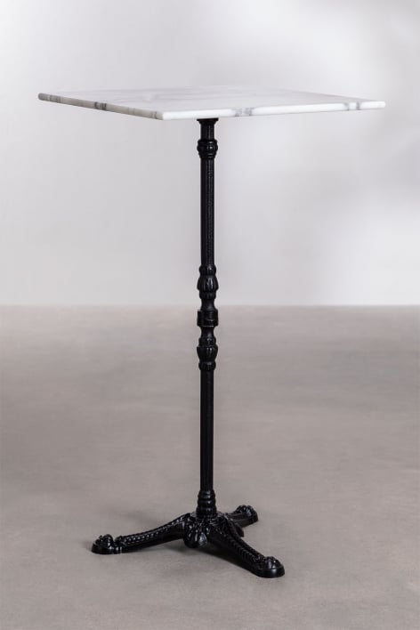 High Bar Table in Roma Marble - White Marble