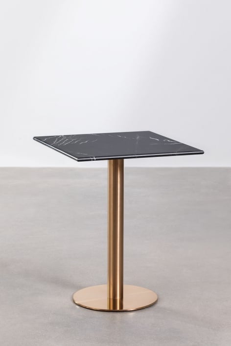 Cosmopolitan square marble bar table - Black Marquina Marble