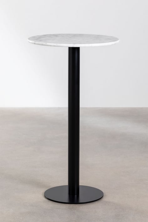 Round Marble High Bar Table ROCHER (Ø60cm) - White Marble