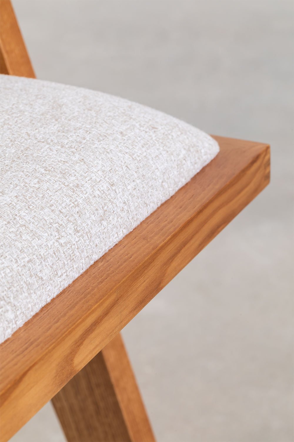 Upholstered dining chair with armrests in ash wood Lali, gallery image 7