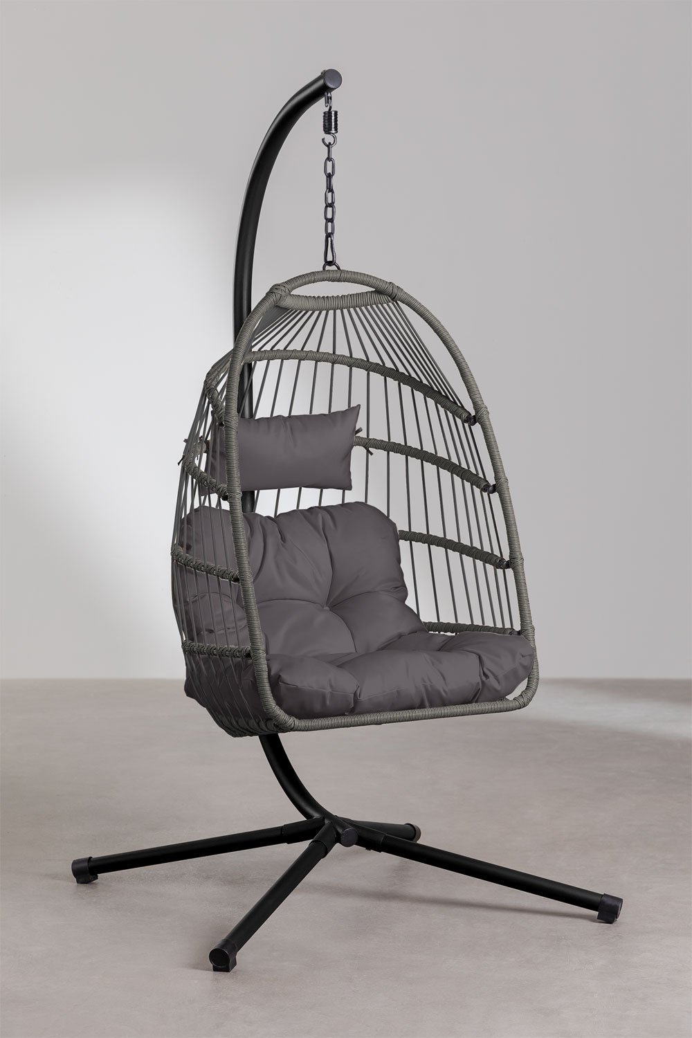 Anoop hanging garden chair with cushion and base , gallery image 2