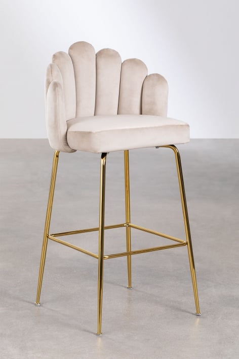 High stool 65 cm in cream beige velvet Markina