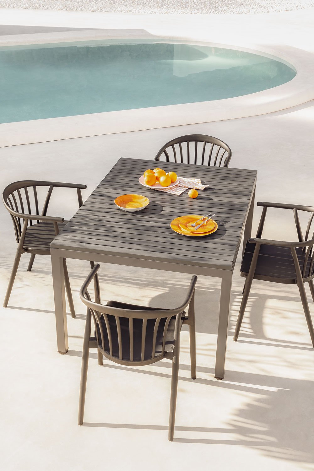 Aluminium and polypropylene table set Marti (140x100 cm) & 4 garden chairs Ivor , gallery image 1