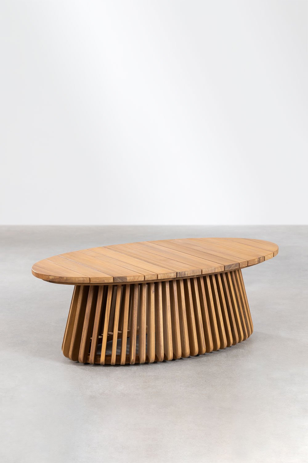 Oval Acacia Wood Garden Coffee Table MURA (120x65cm), gallery image 2