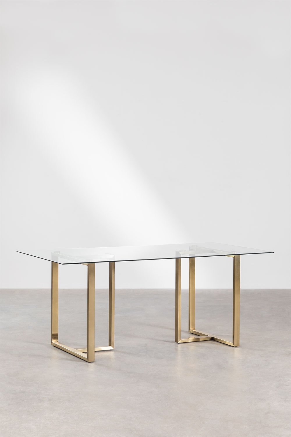 Lesley glass & steel rectangular dining table (180x90 cm) , gallery image 2