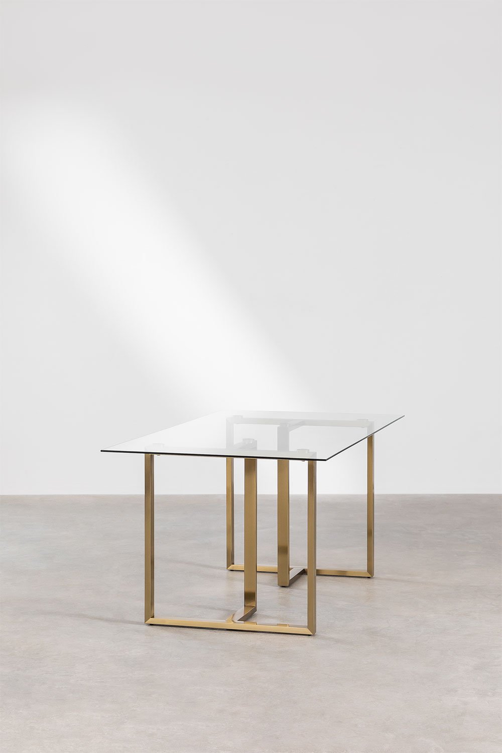 Lesley glass & steel rectangular dining table (180x90 cm) , gallery image 3
