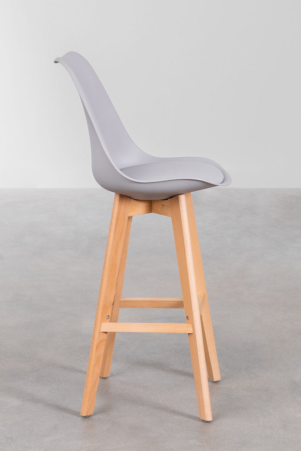 2-Pack high stools 75 cm with light grey faux leather cushion Nordic, gallery image 3