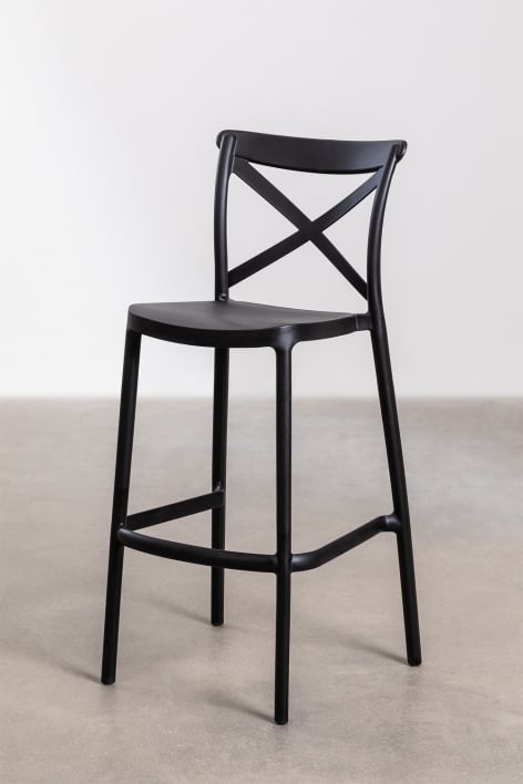 Garden high stool 75 cm stackable in black polypropylene Otax - Black