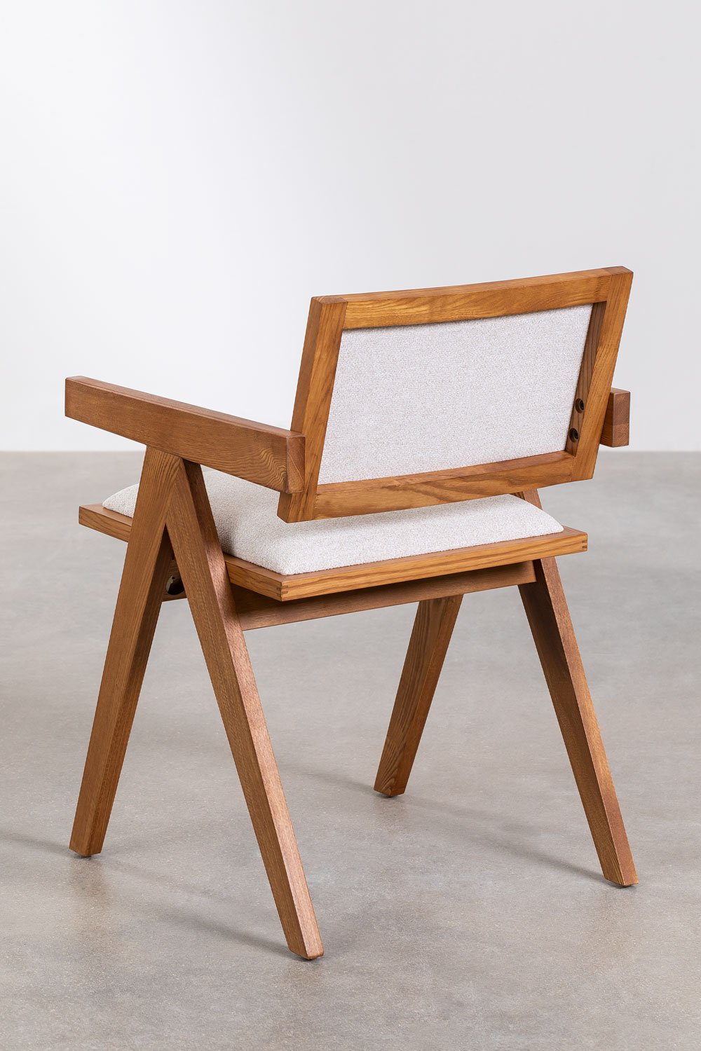 Pack of 4 Upholstered Dining Chairs with Armrests in Lali Ash Wood, gallery image 5