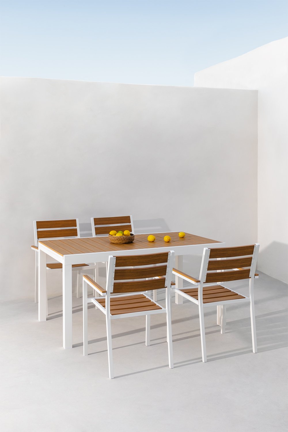 Extendable Rectangular Aluminum Garden Table (150-197x90 cm) Saura, gallery image 1