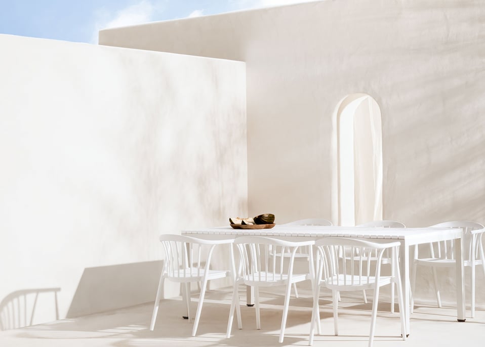 Marti Aluminum Table Set (210x100 cm) and 6 Ivor Garden Chairs