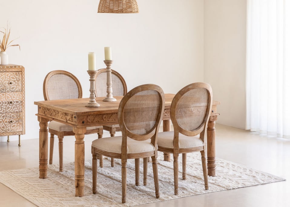 Rectangular Mango Wood Dining Table  (160 x 90 cm) Taraz Style