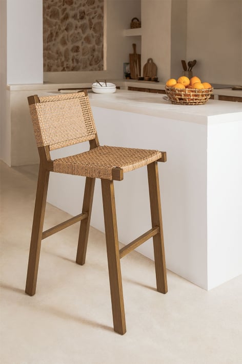 Ori synthetic wicker & steel high stool (74 cm)