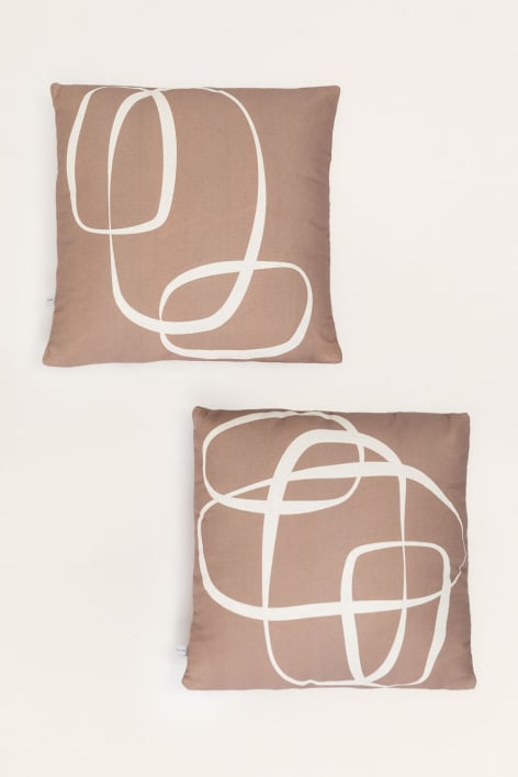 Set of 2 Square Cotton Cushion Covers (45x45 cm) Cilion Style
