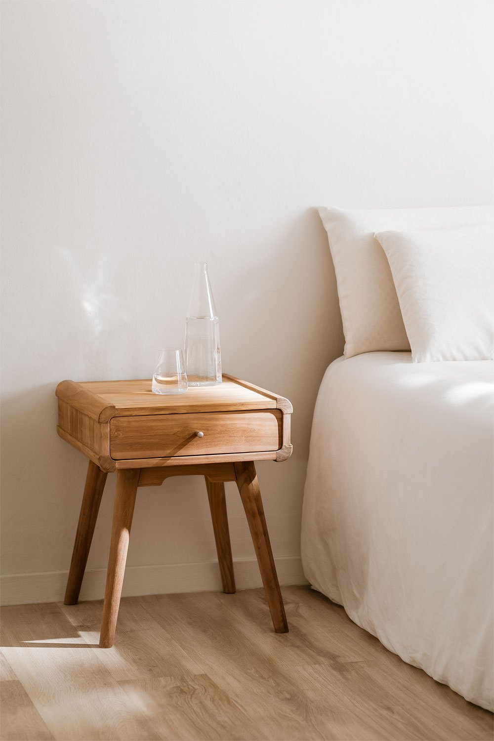 Teak wood on sale bedside table