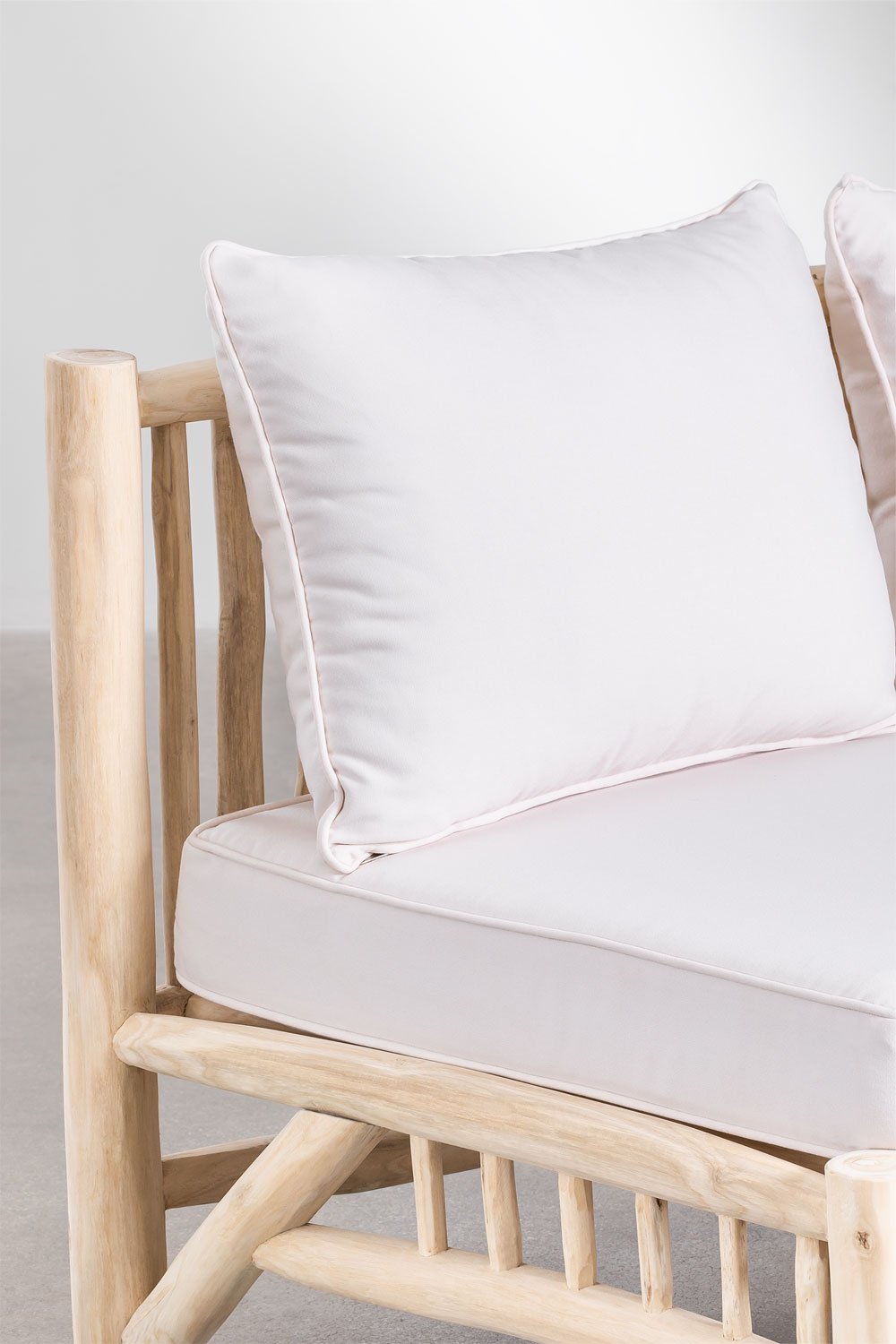 2-seater garden sofa without armrests in teak wood Narel, gallery image 6