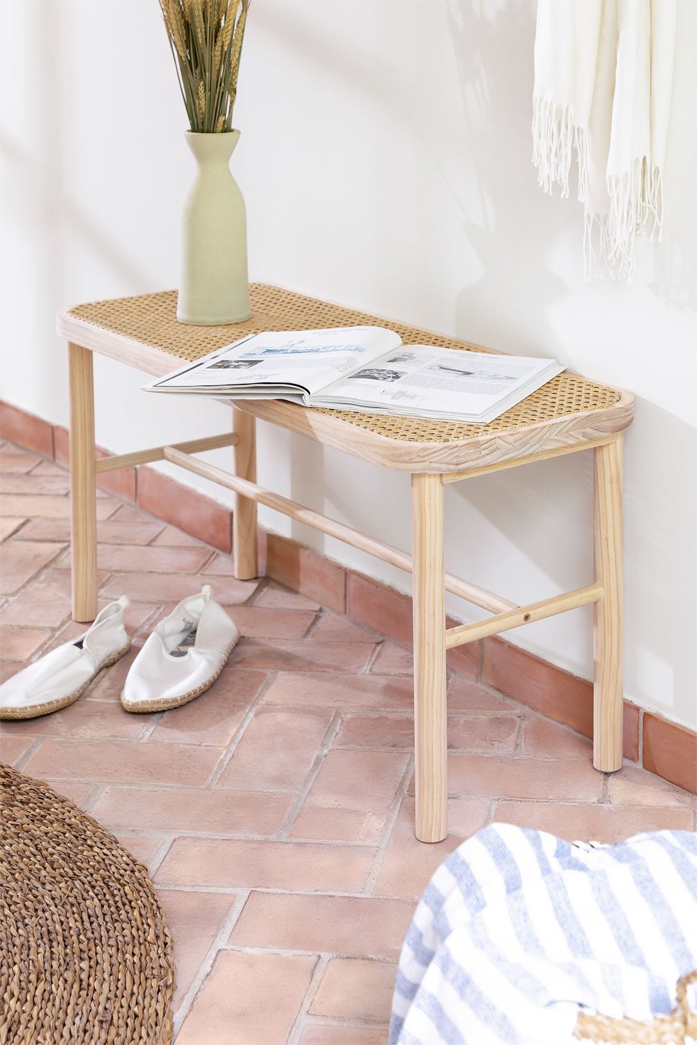 Riolut rattan and wood bench, gallery image 8