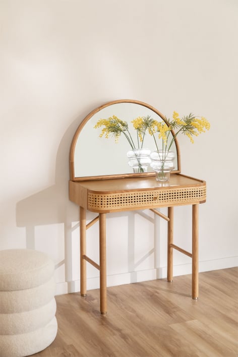 Oak Veneer Dressing Table with Mirror Edwina