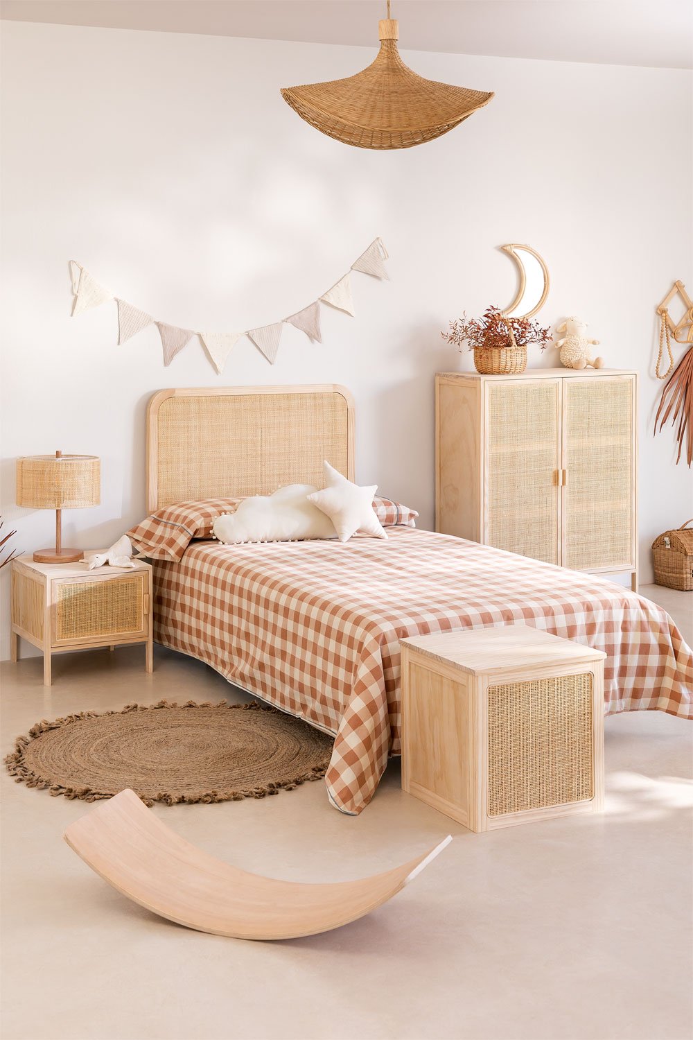 Reyna Natural Kids rattan and wood nightstand, gallery image 8