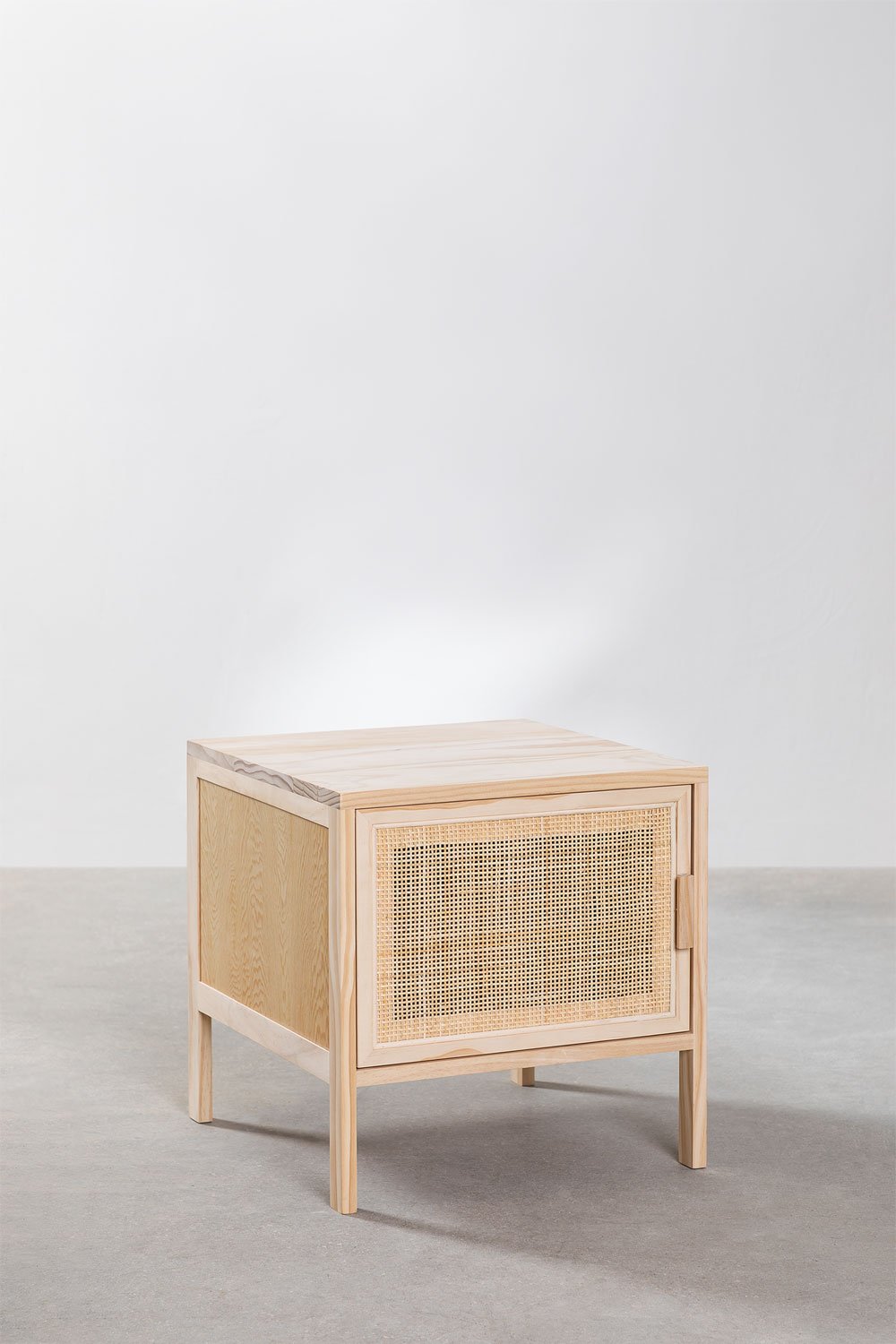 Rattan and Wood Bedside Table Reyna Natural Kids, gallery image 2