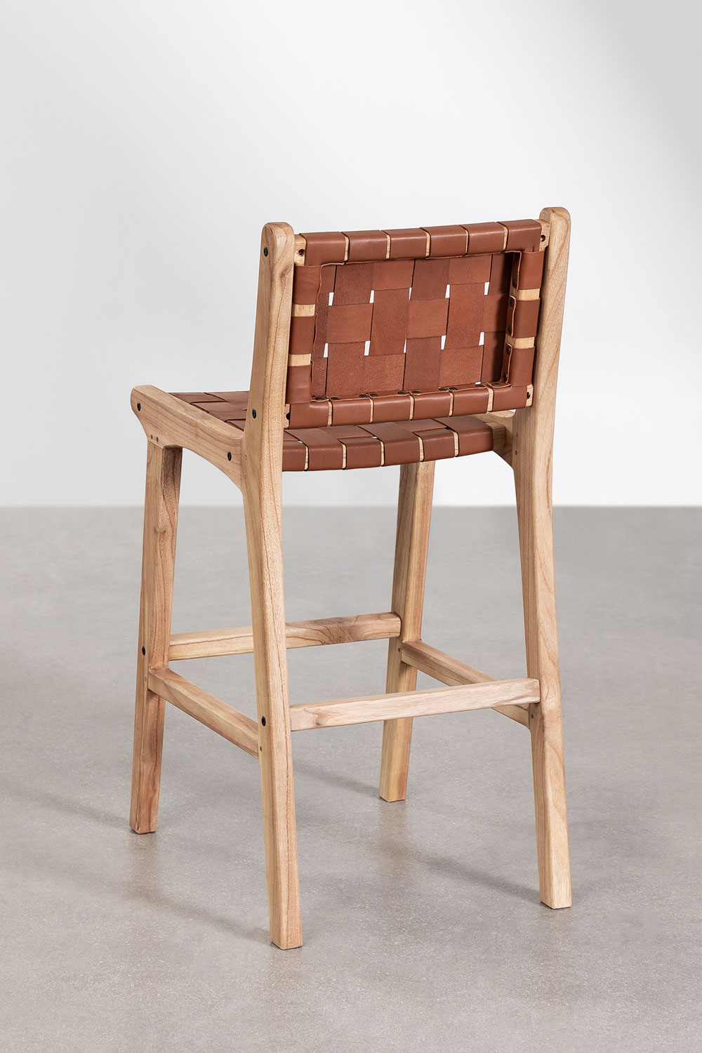 Wood and Leather High Stool (61.5 cm) Zaid SKLUM