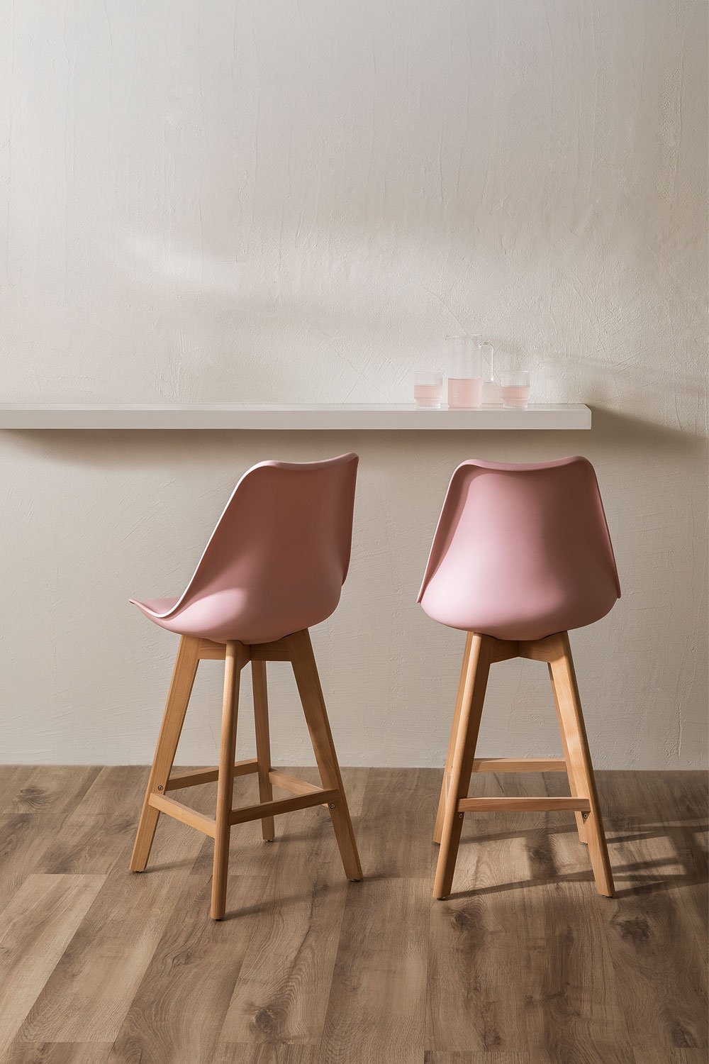 Nordic high stool with leatherette cushion, gallery image 1