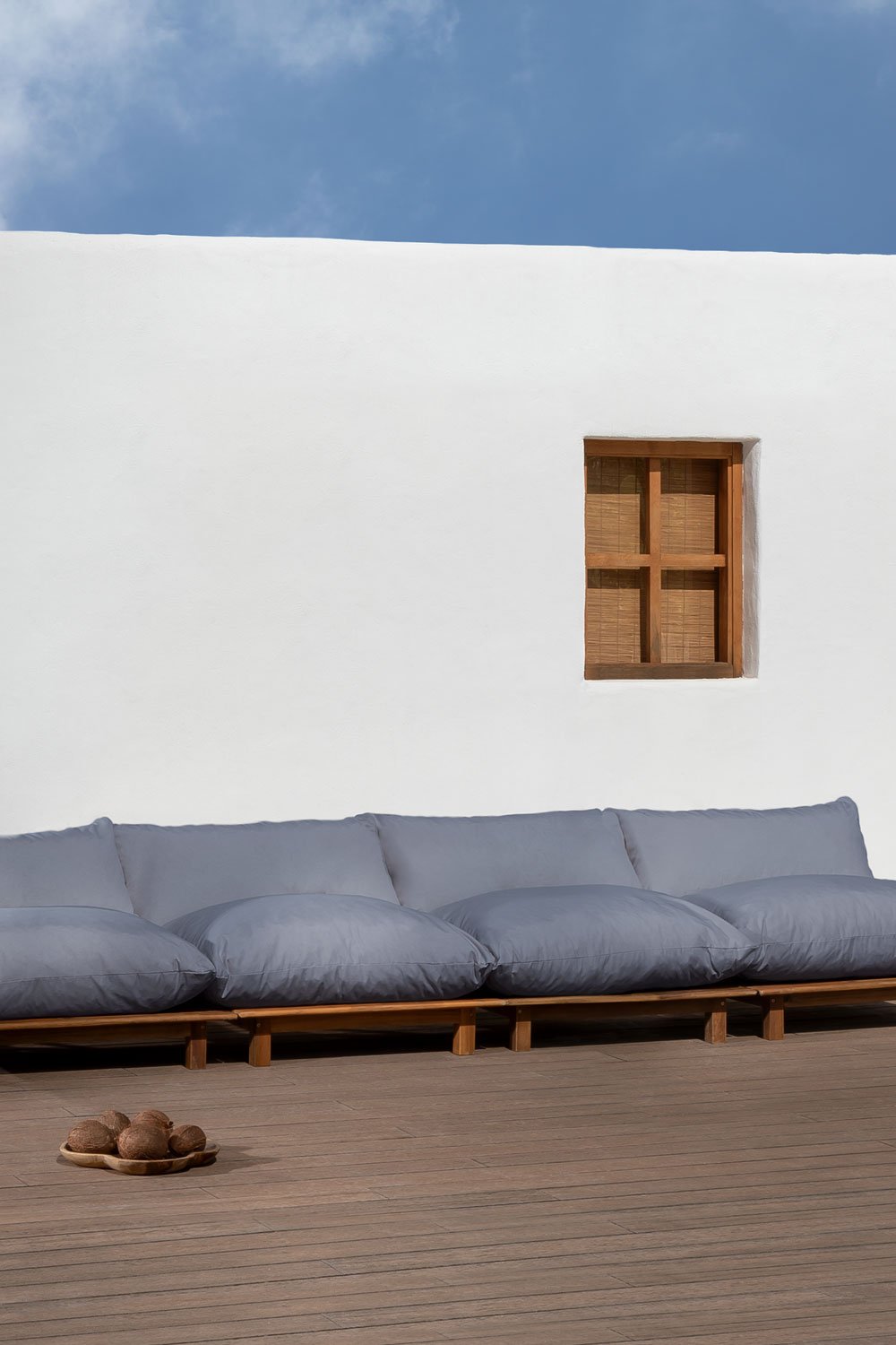 4-Piece Reclining Modular Garden Sofa in Brina Acacia Wood, gallery image 1