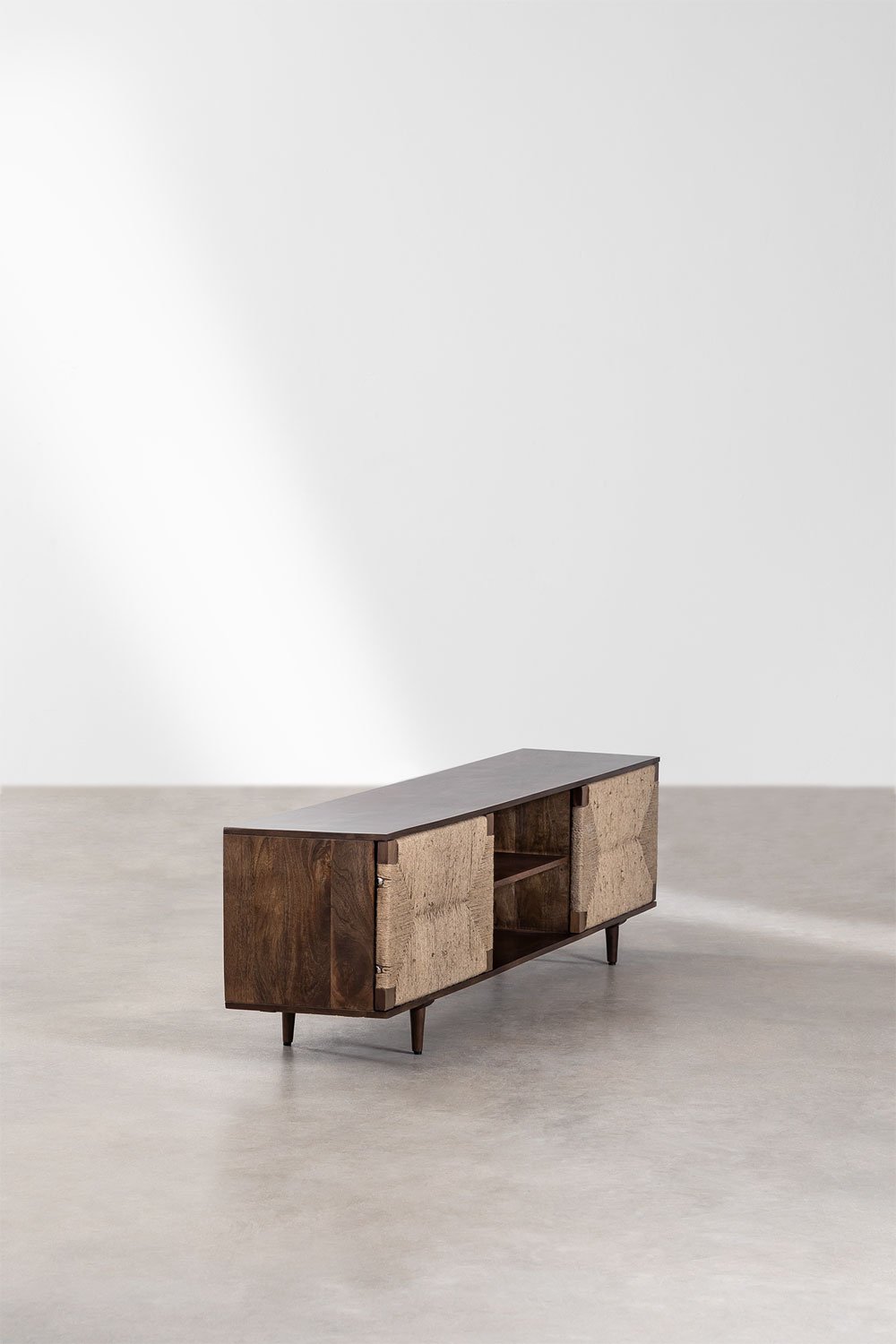 Evans 200x40 cm TV unit in mango wood and jute, gallery image 5