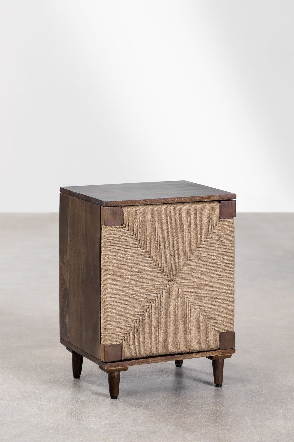 Evans mango wood and jute nightstand   , gallery image 2