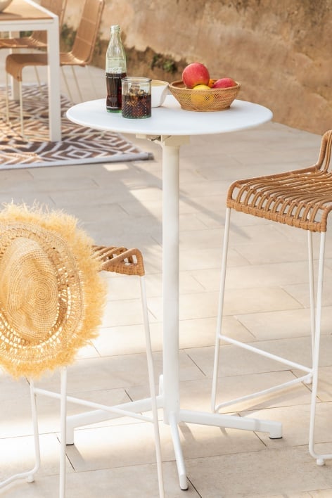 Round bar table Ø60 cm foldable and convertible into 2 heights in steel Dely