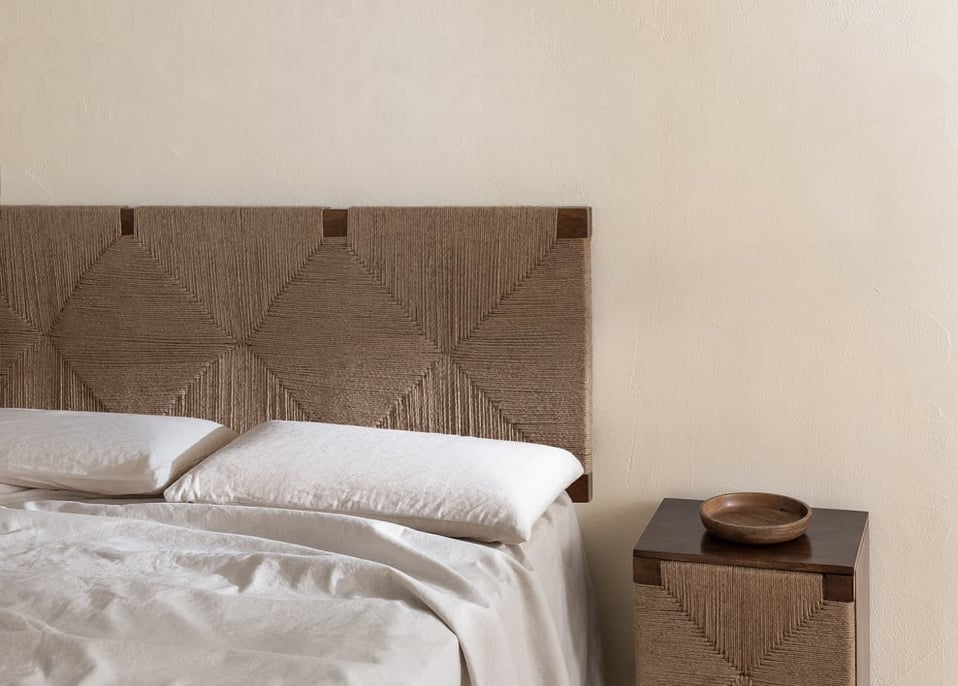 Mango Wood and Jute Headboard for 150cm bed Evans