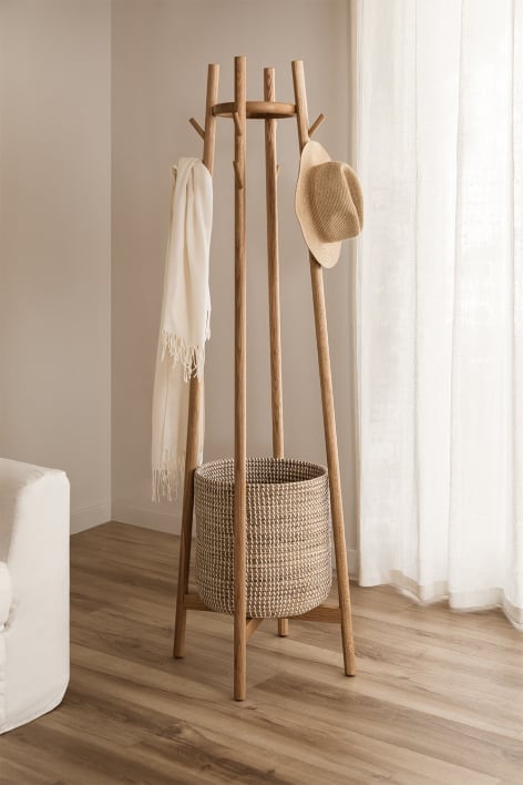 Maddie oak wood coat stand