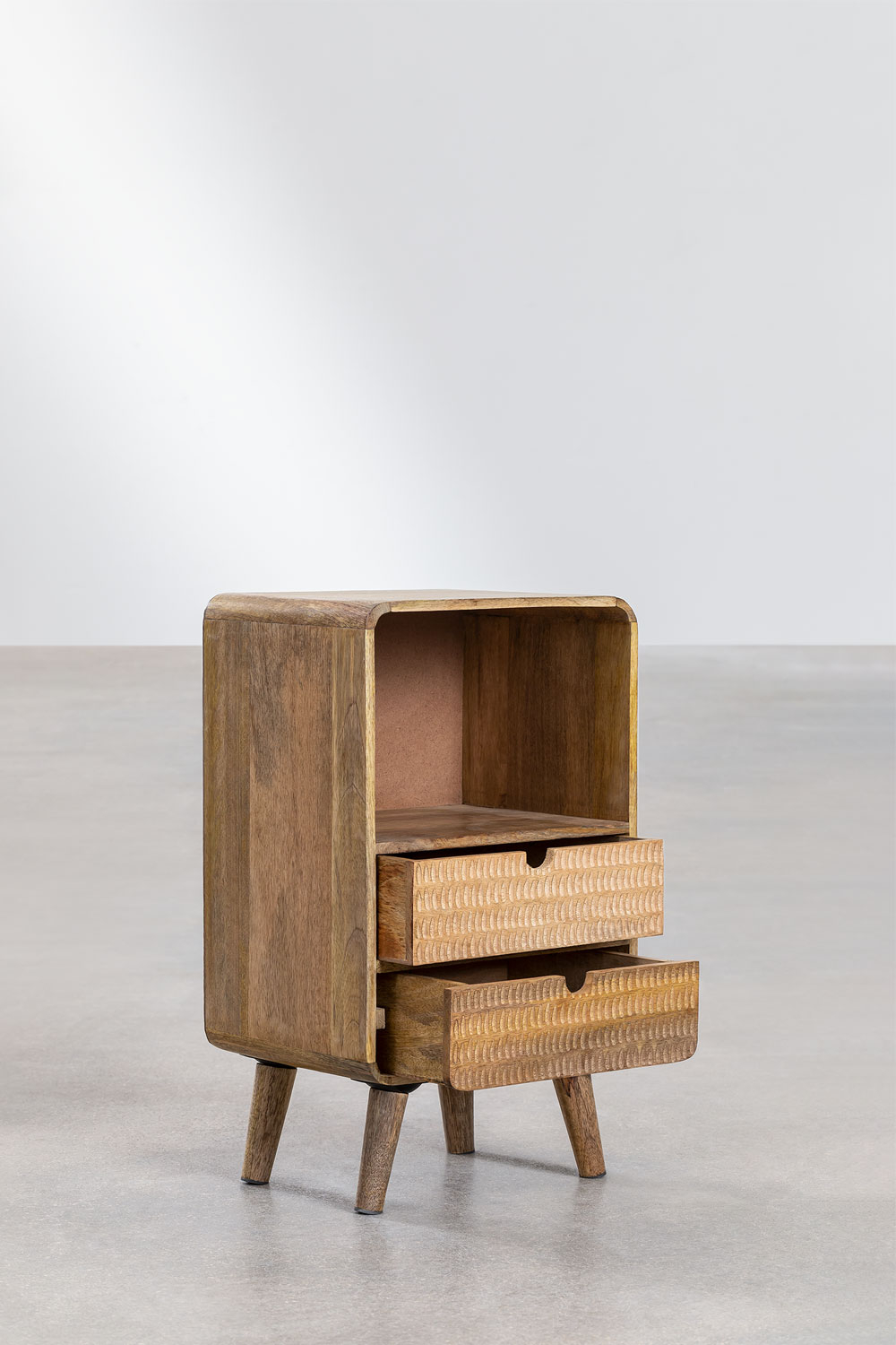 Bedside Table With Storage In Natural Yulara Mango Wood - SKLUM