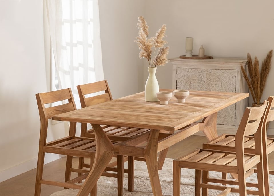 Yolen rectangular teak dining table (180x90 cm)