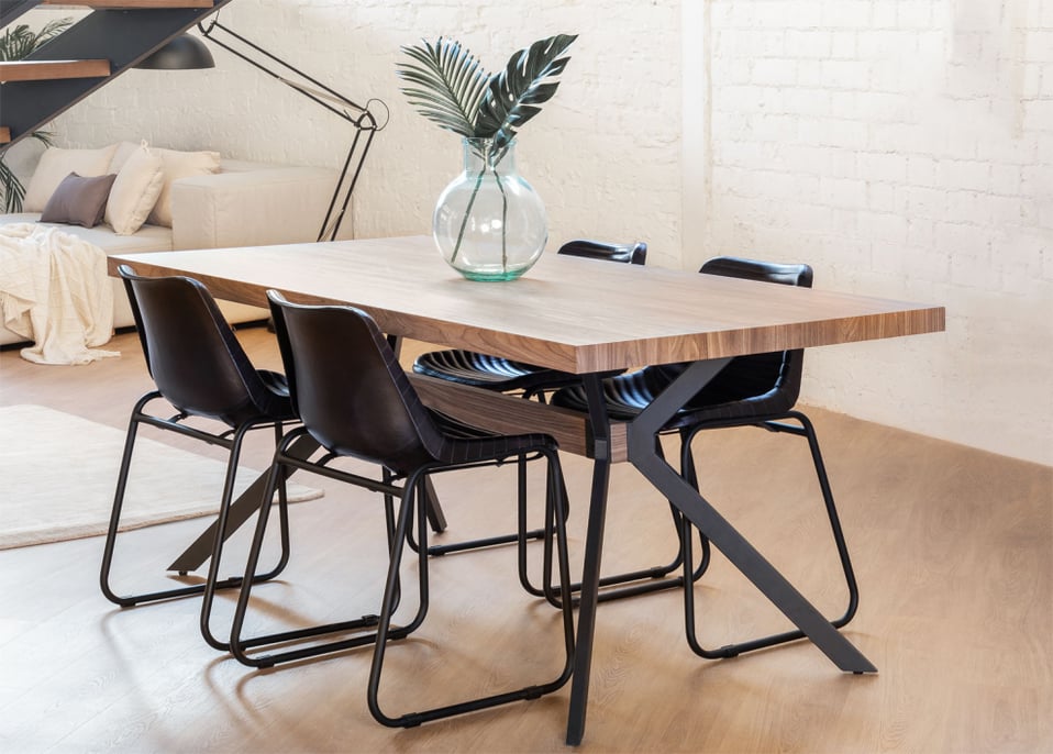Kogi rectangular metal & MDF dining table (180x90 cm)