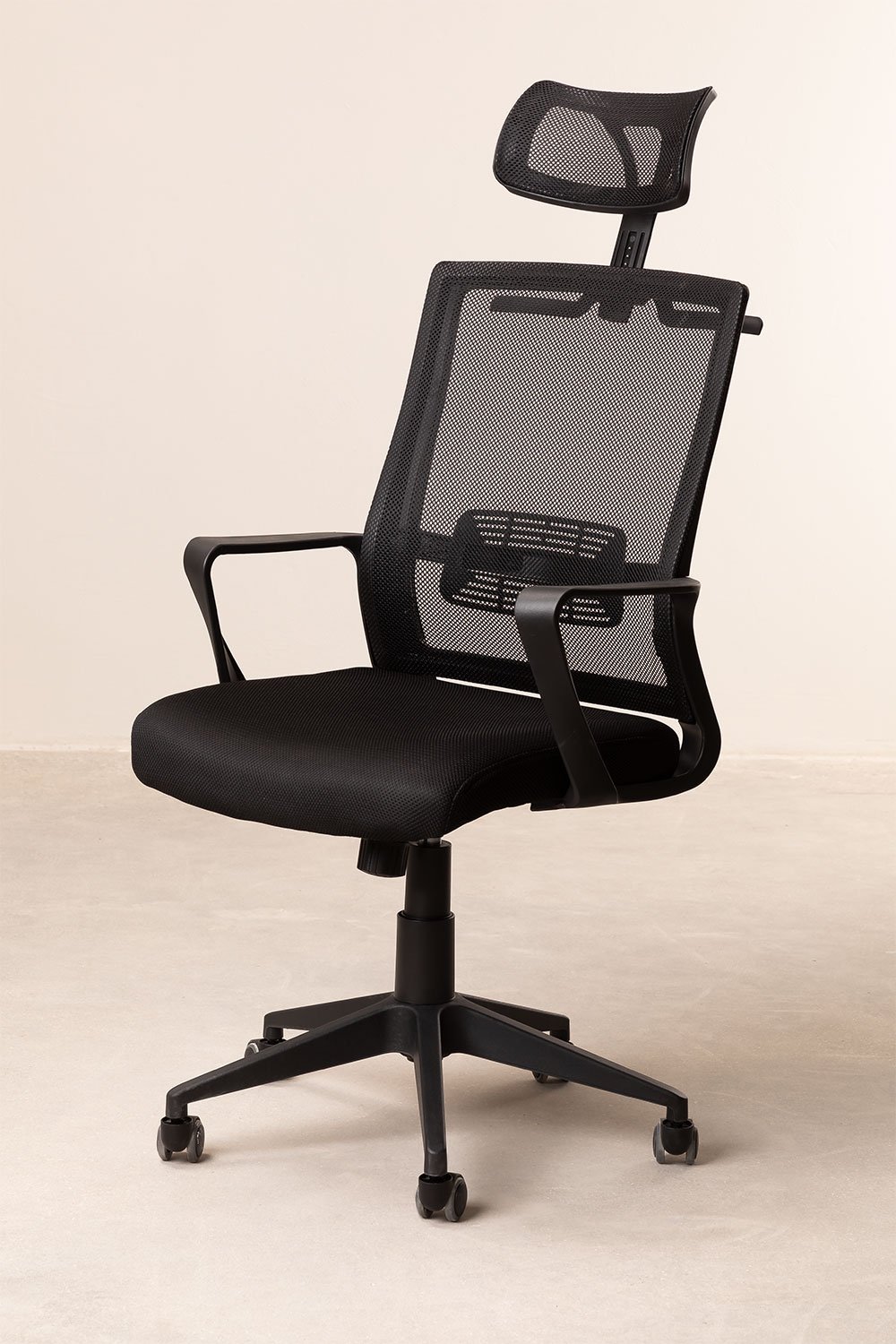 Office Chair with Wheels and Headrest Teill Black, gallery image 2