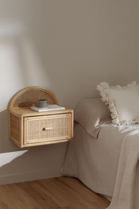 Yivisc floating rattan bedside table