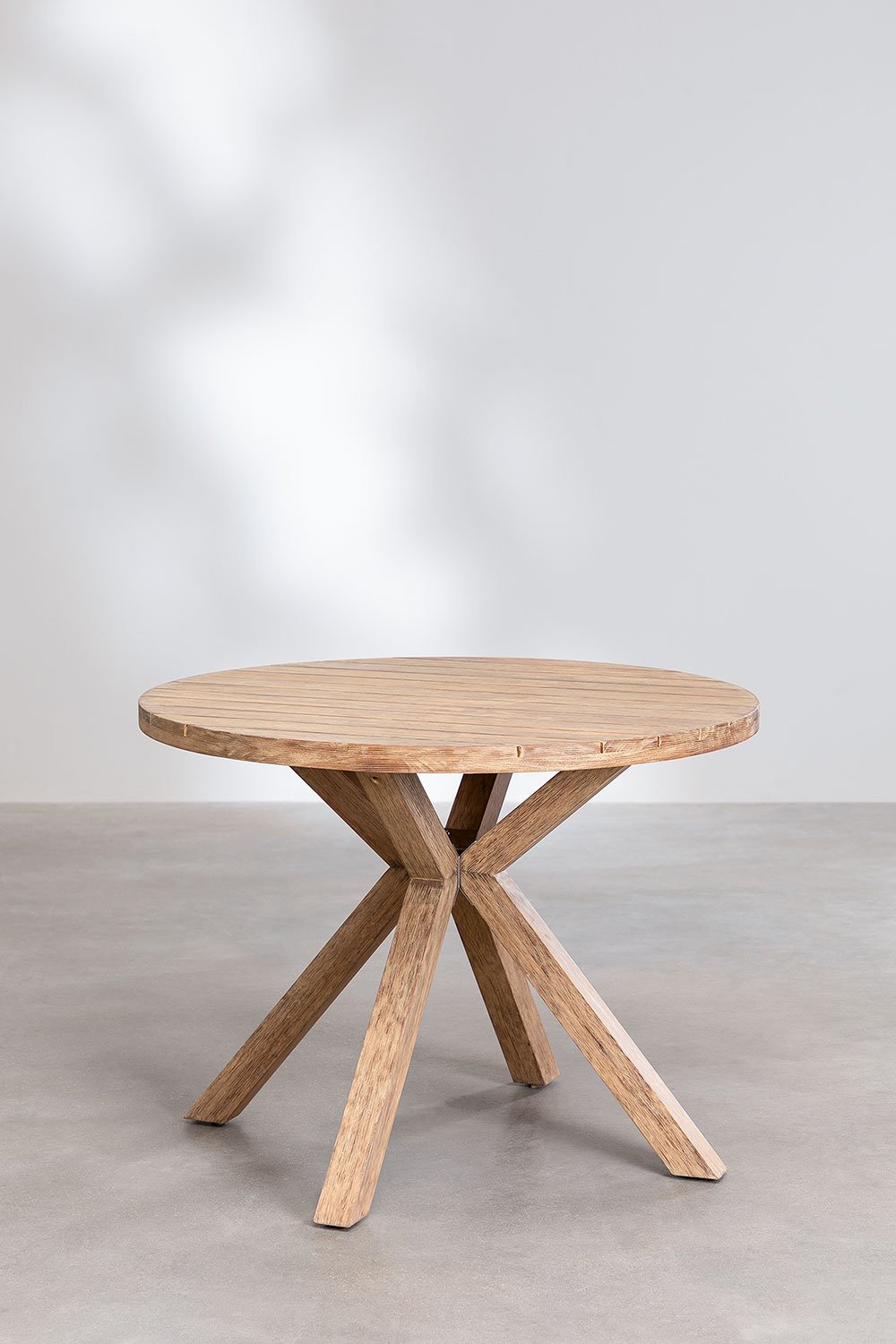 Set of Round Wooden Table (Ø100 cm) Naele and 4 Barker Garden Chairs, gallery image 2