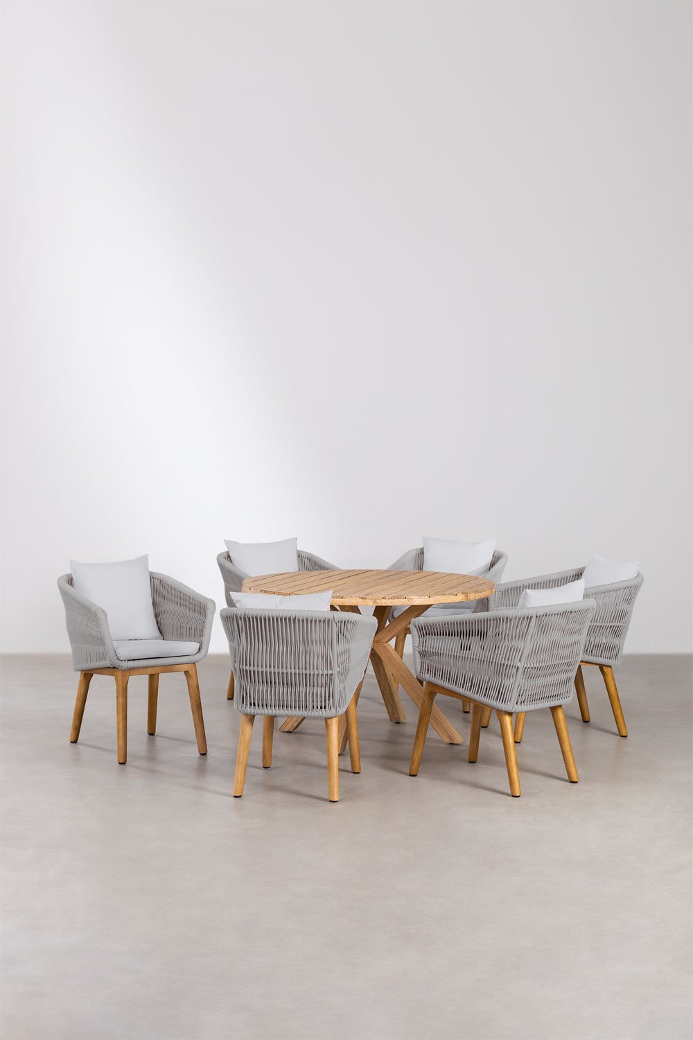 Round wooden table Naele Set(Ø120 cm) and 6 Barker garden chairs , gallery image 1