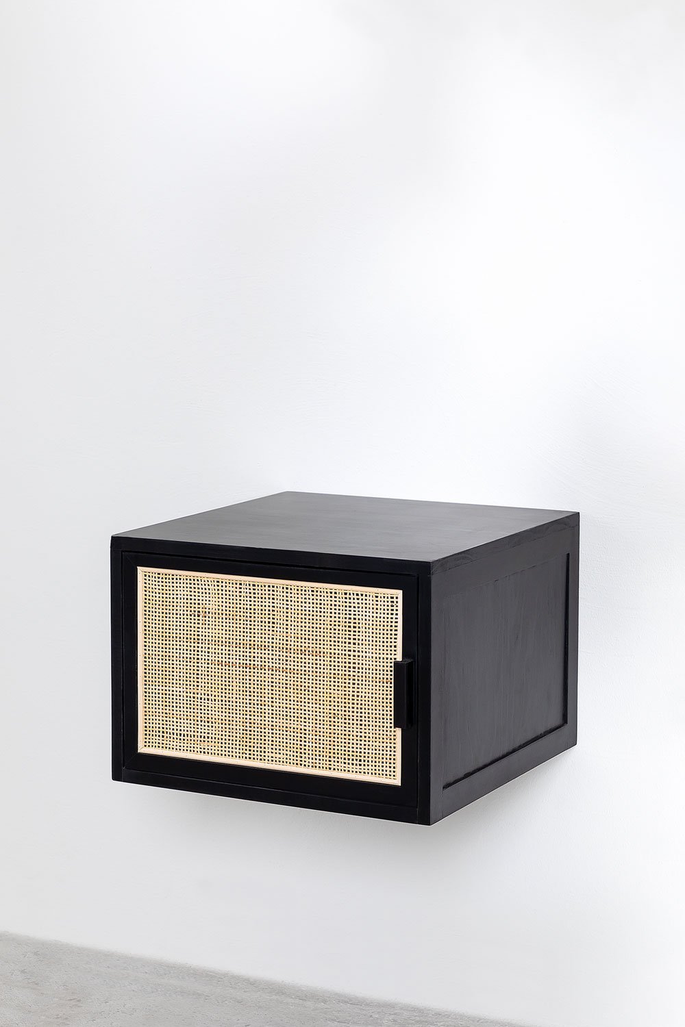 Wall-Mounted Bedside Table in Rattan & Wood Reyna , gallery image 2