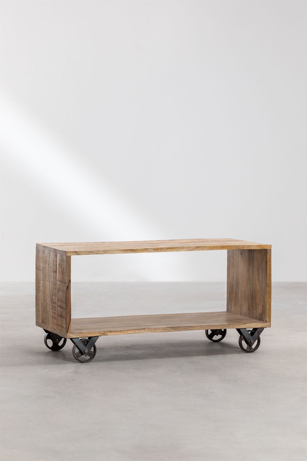 Mango wood coffee table with wheels Olson Style, gallery image 2