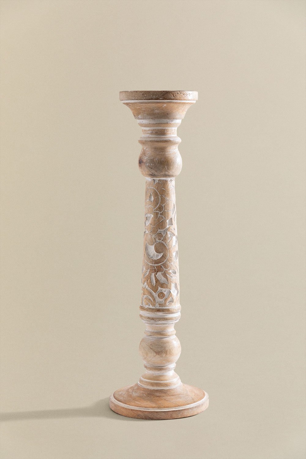 Set of 2 Biny mango wood candlesticks         , gallery image 3