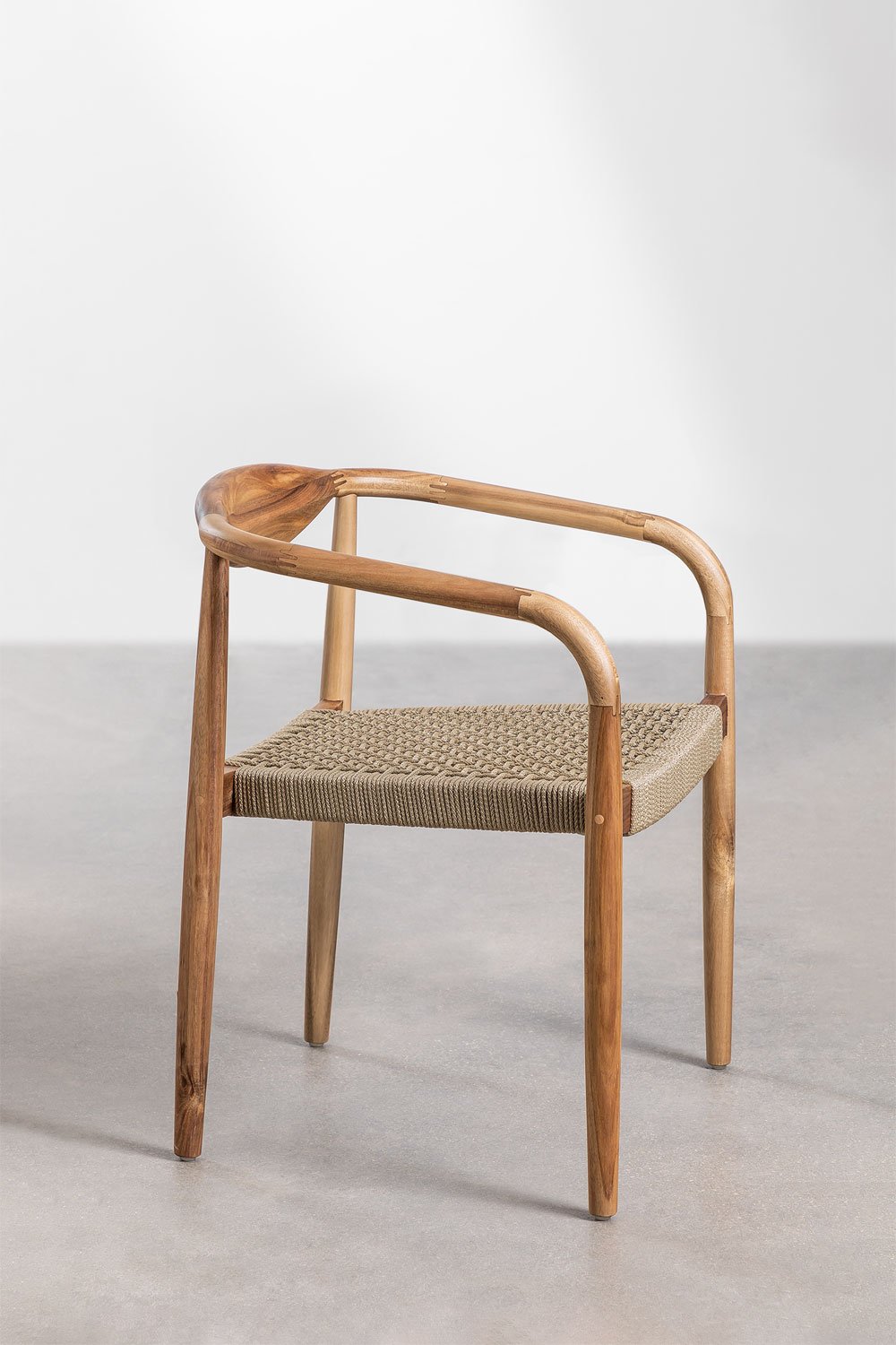 Pack of 4 garden chairs in acacia wood and braided rope Mallory, gallery image 4